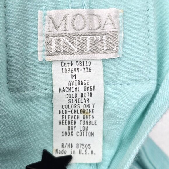 VTG MODA INTL Aqua Teal Denim OVERALLS Jumpsuit M USA 100% Cotton - Picture 10 of 10